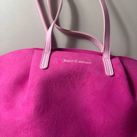 Women's Juicy Couture Hot Pink & Light Pink Suede Tote Bag One Size - Picture 2 of 8